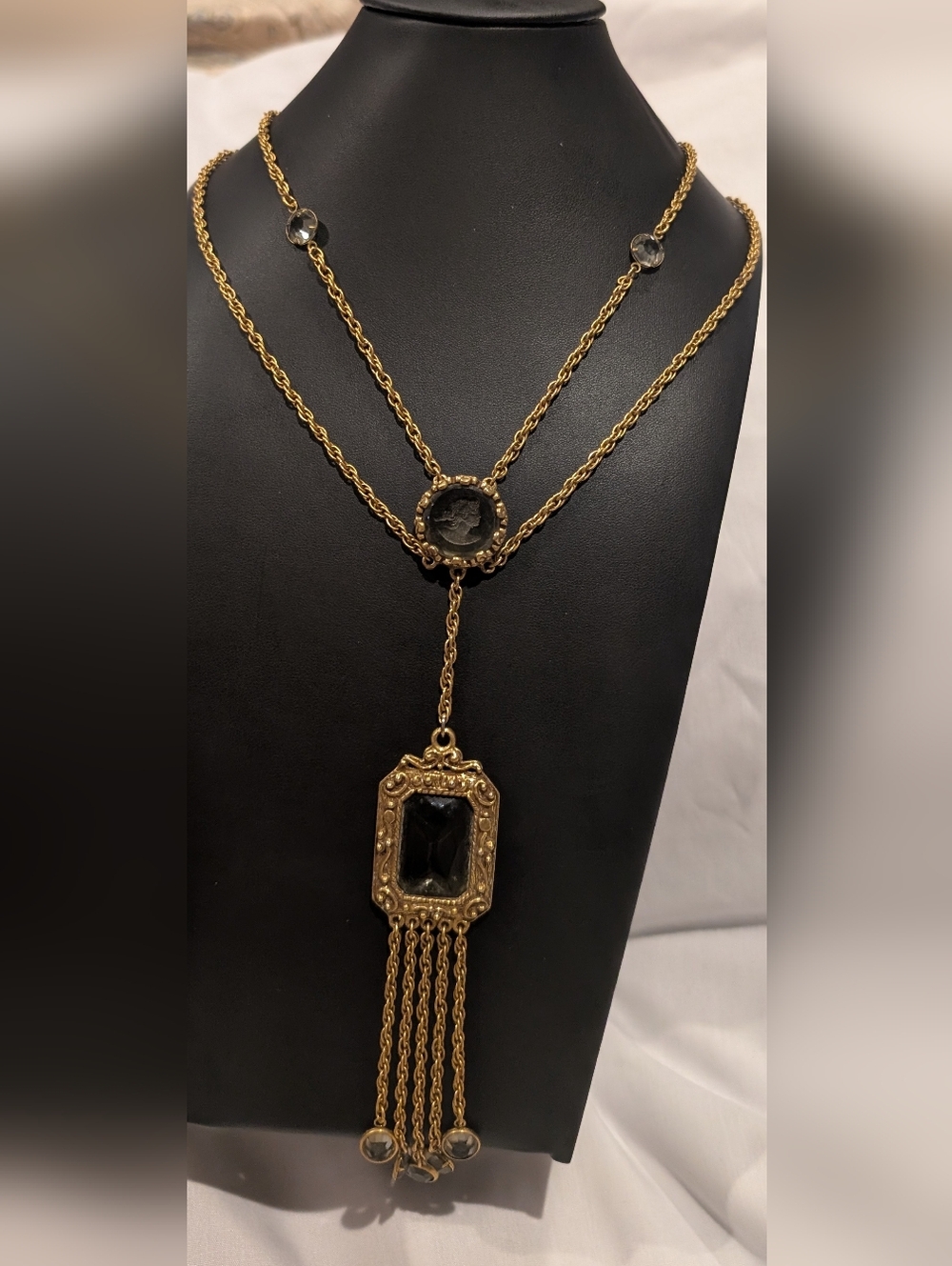 Gold Double-Strand Medallion Pendant Necklace - Women's Jewelry - Picture 7 of 8